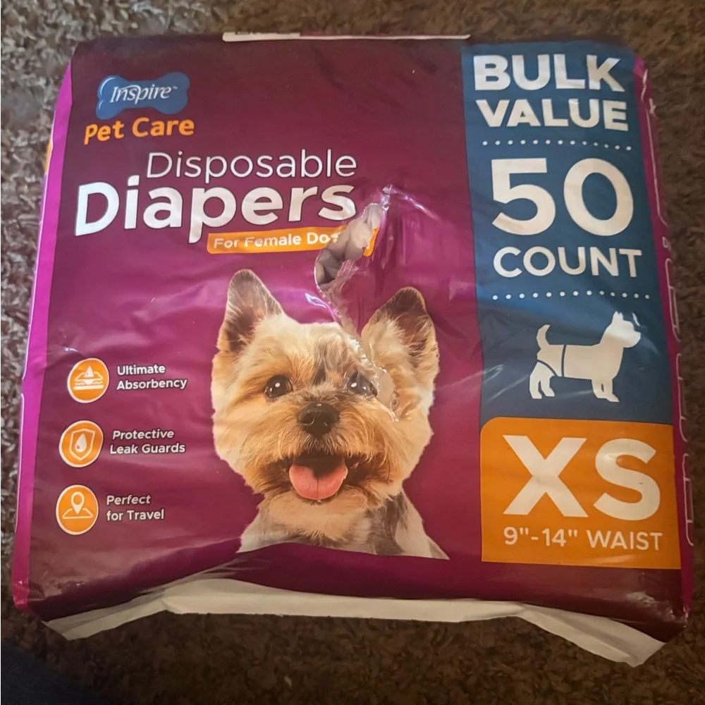 49 Disposable Dog Diapers - XS, Purple